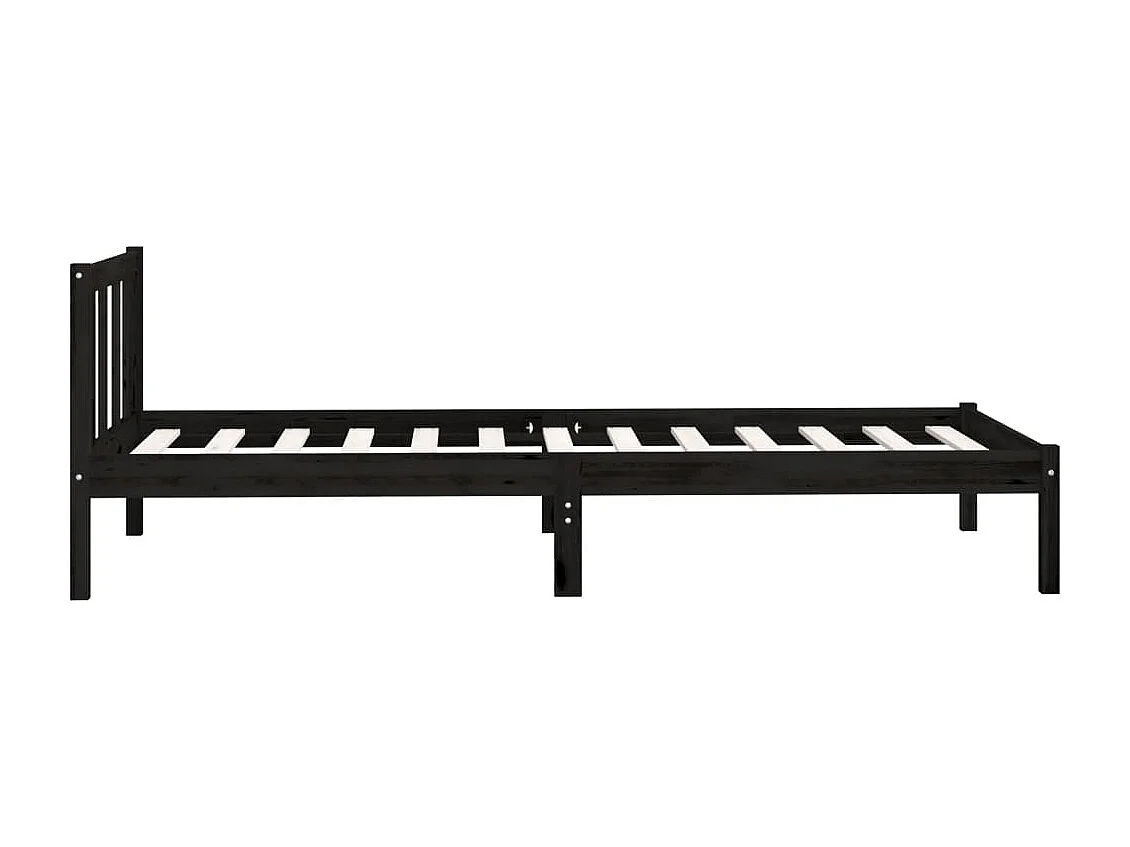 Lit simple | Lit adulte, enfant | Cadre de lit noir bois massif 75x190 cm