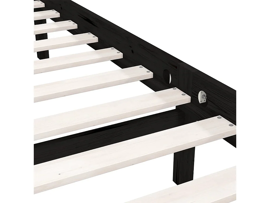 Lit simple | Lit adulte, enfant | Cadre de lit noir bois massif 75x190 cm