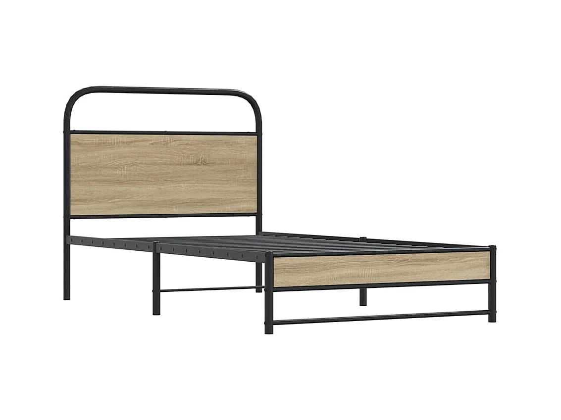 Lit simple | Lit adulte, enfant | Cadre de lit 107x203 cm chêne fumé bois ingénierie