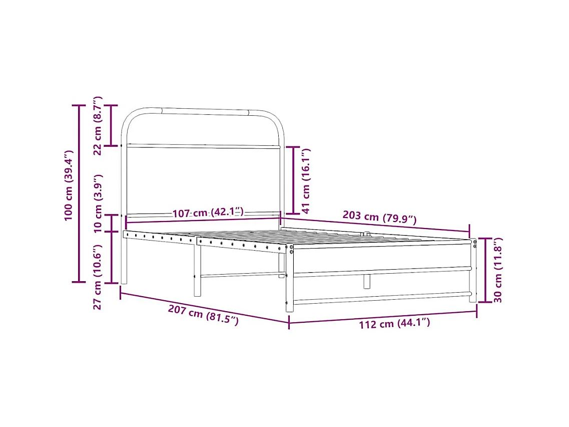 Lit simple | Lit adulte, enfant | Cadre de lit 107x203 cm chêne fumé bois ingénierie
