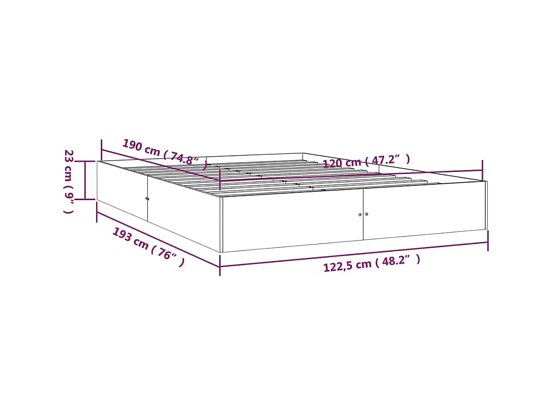 Lit simple | Lit adulte, enfant | Cadre de lit bois massif 120x190 cm