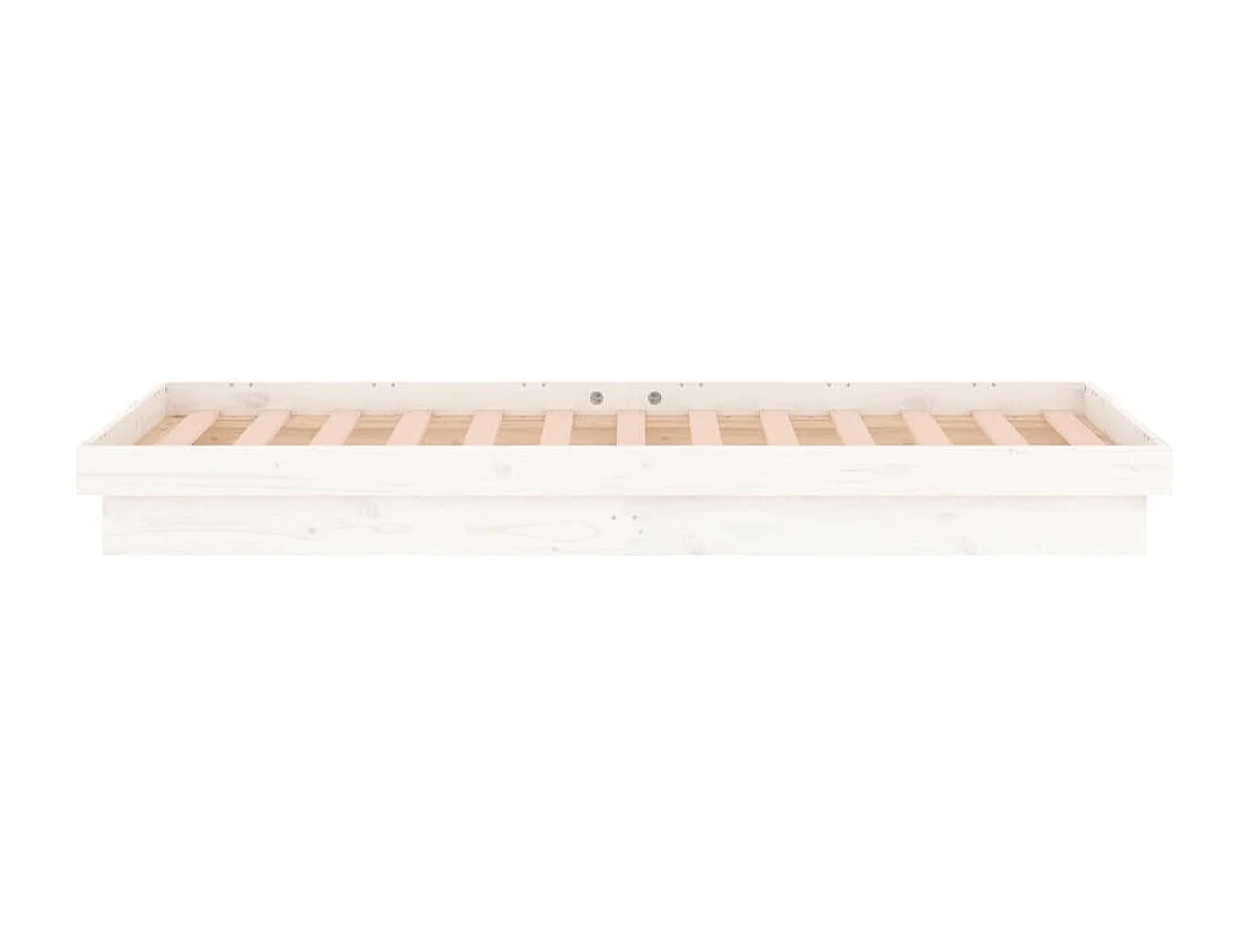 Lit simple | Lit adulte, enfant | Cadre de lit à LED blanc bois massif 90x190 cm