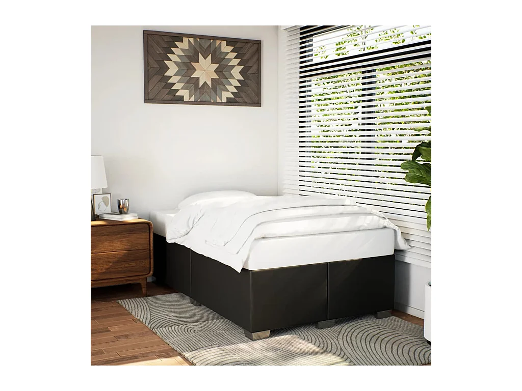 Lit simple | Lit adulte, enfant | Cadre de lit noir 120x200 cm similicuir