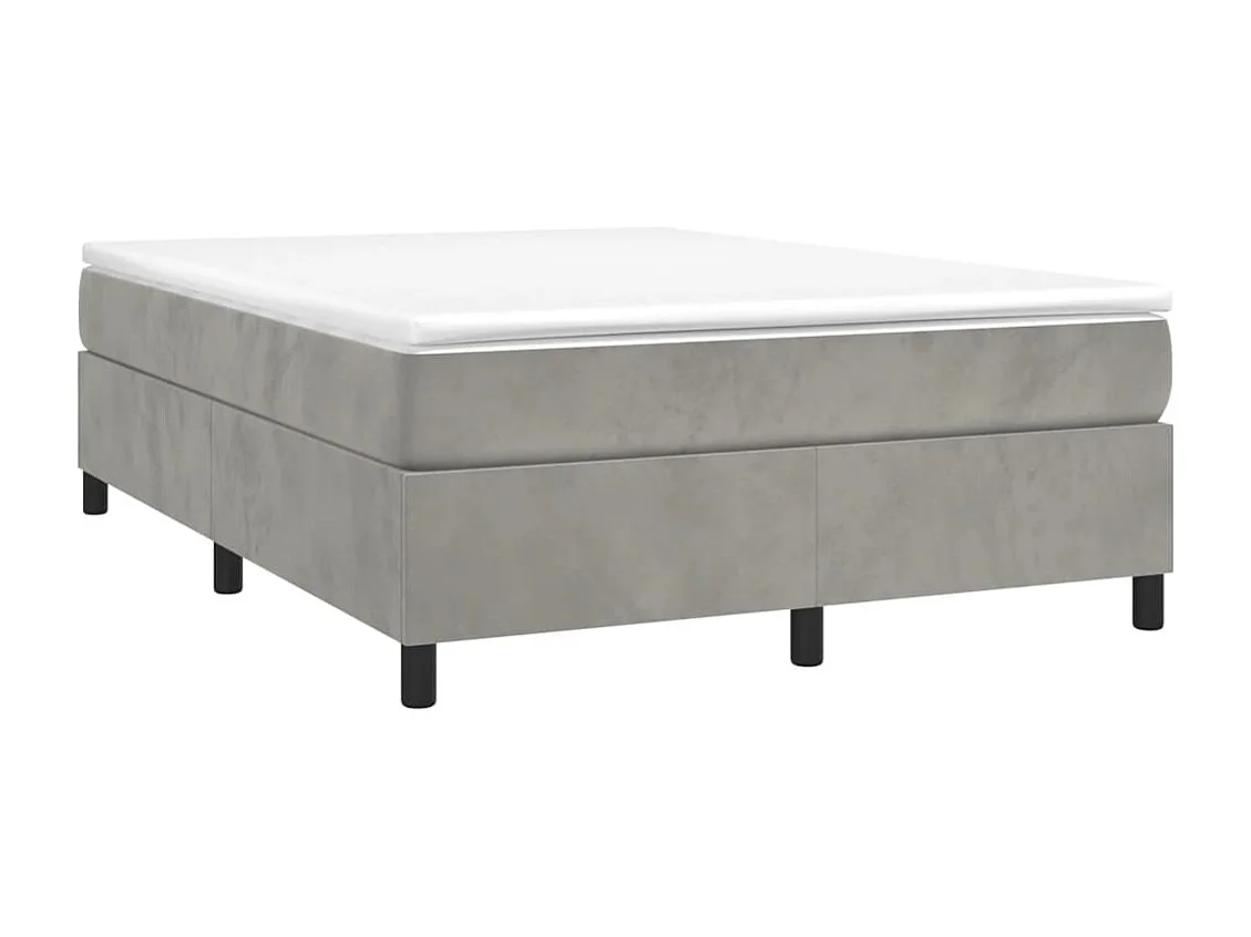 Lit double | Lit adulte | Cadre de lit gris clair 140x200 cm velours