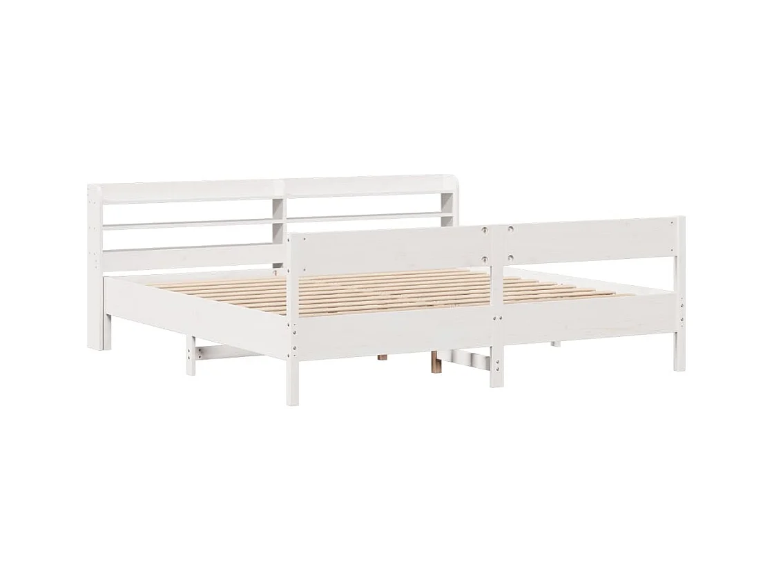 Lit double | Lit adulte | Cadre de lit blanc 200x200 cm bois massif de pin