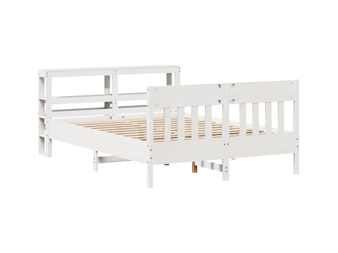 Lit simple | Lit adulte, enfant | Cadre de lit blanc 120x190 cm bois de pin massif