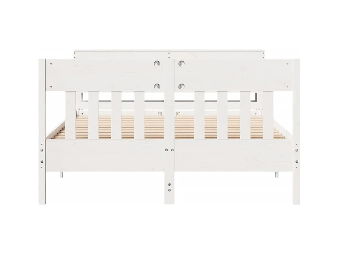 Lit simple | Lit adulte, enfant | Cadre de lit blanc 120x190 cm bois de pin massif