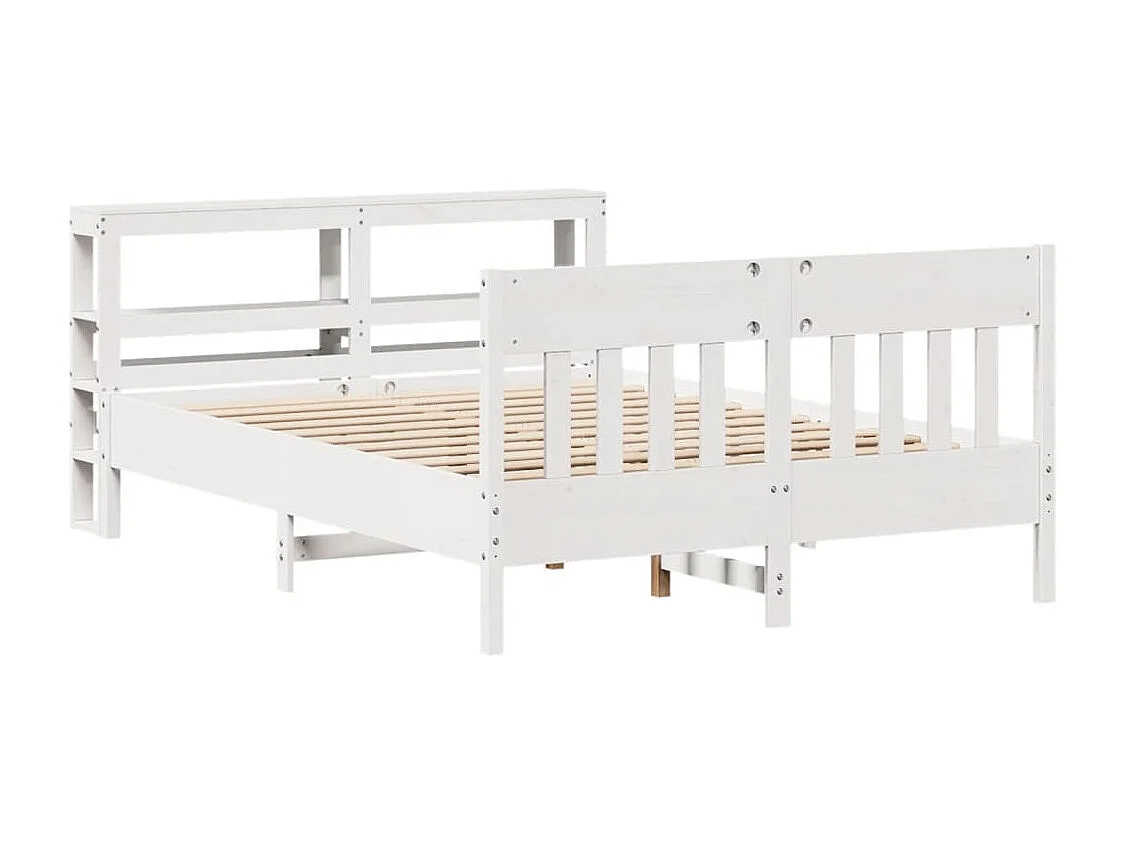 Lit simple | Lit adulte, enfant | Cadre de lit blanc 120x190 cm bois de pin massif