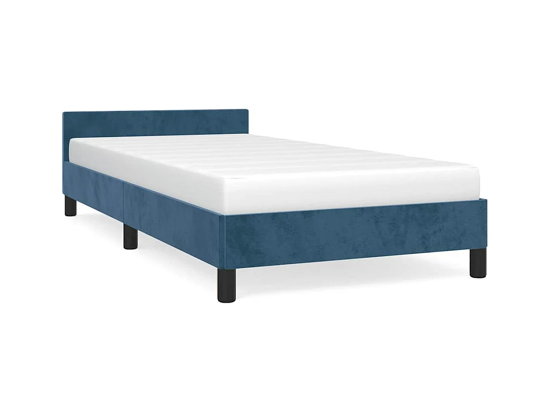 Lit simple | Lit adulte, enfant | Cadre de lit bleu foncé 90x190 cm velours