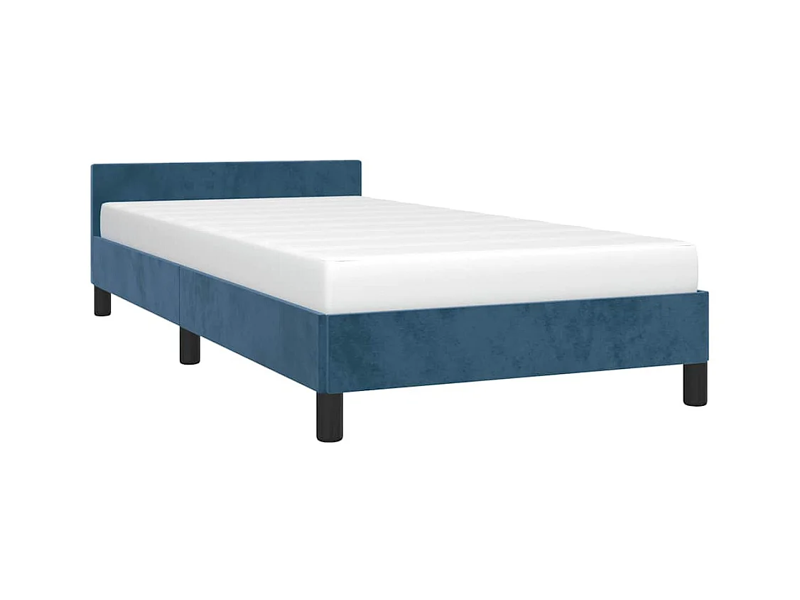 Lit simple | Lit adulte, enfant | Cadre de lit bleu foncé 90x190 cm velours