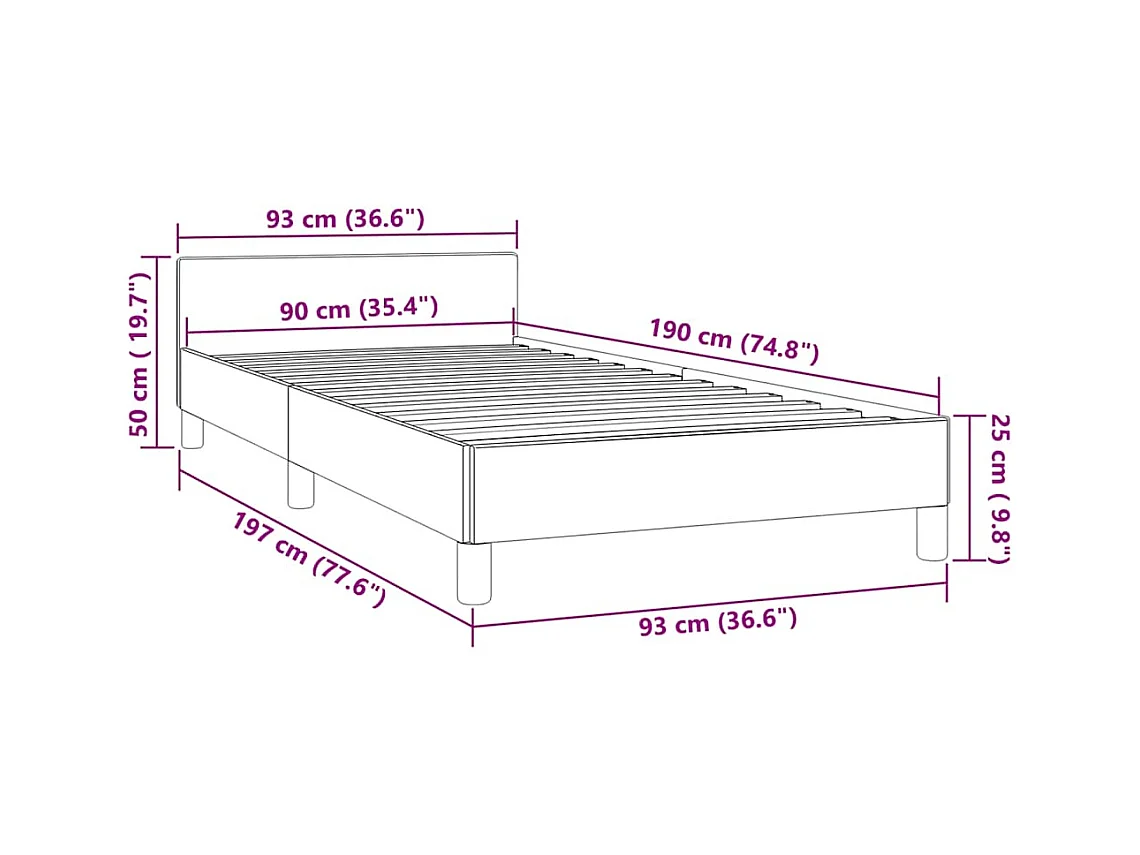 Lit simple | Lit adulte, enfant | Cadre de lit bleu foncé 90x190 cm velours