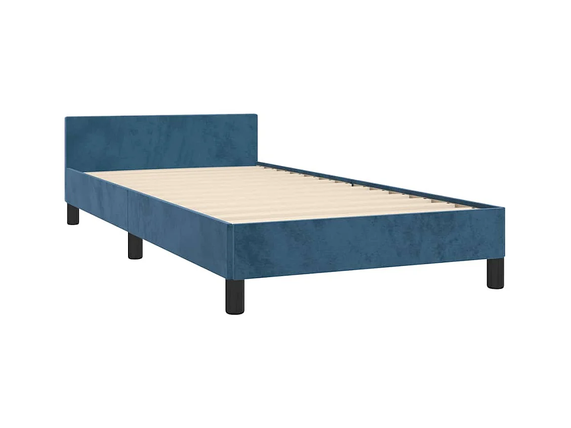 Lit simple | Lit adulte, enfant | Cadre de lit bleu foncé 90x190 cm velours