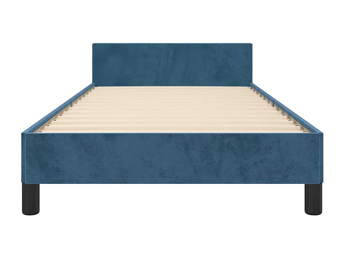 Lit simple | Lit adulte, enfant | Cadre de lit bleu foncé 90x190 cm velours