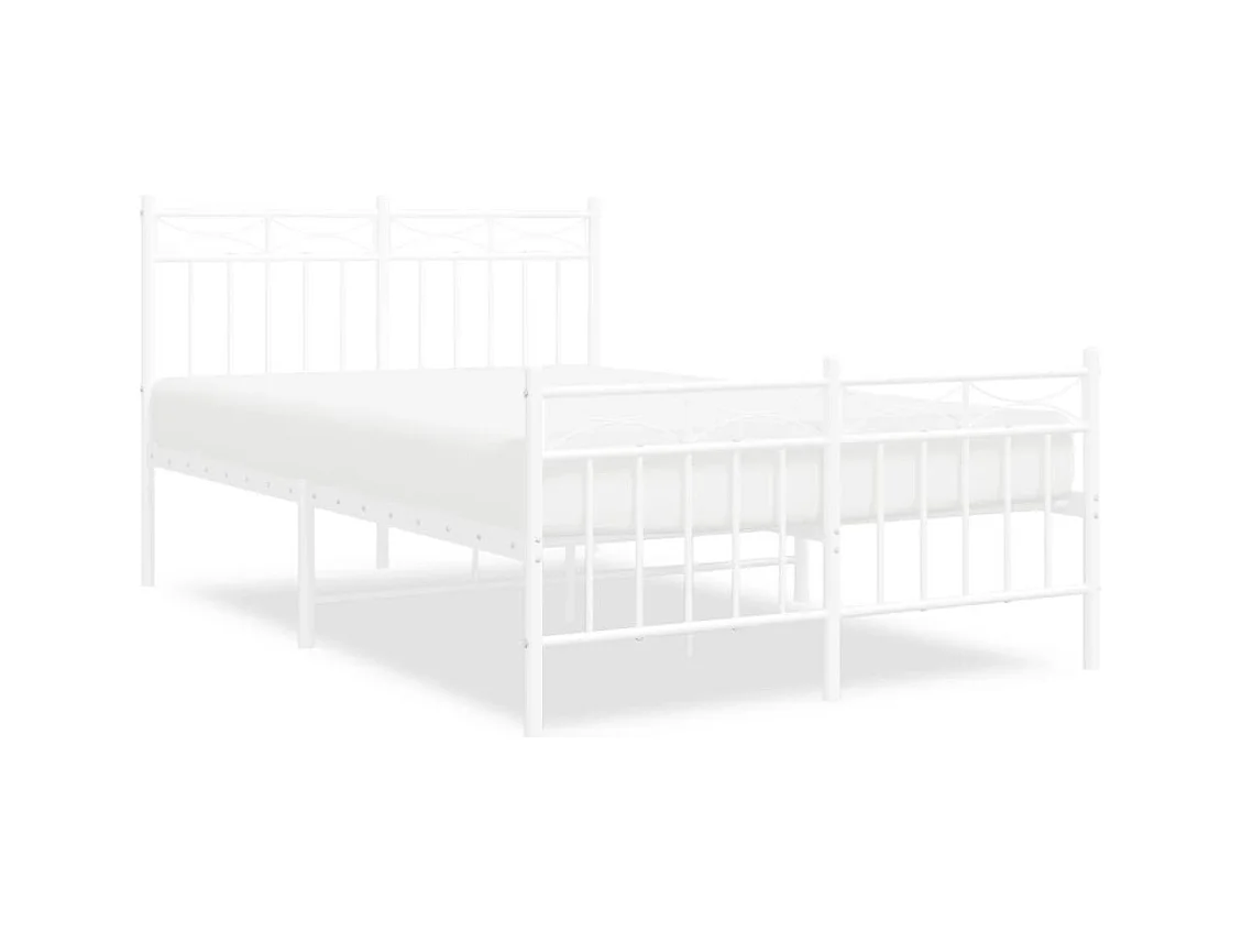 Lit simple | Lit adulte, enfant | Cadre de lit métal et pied de lit blanc 120x200 cm