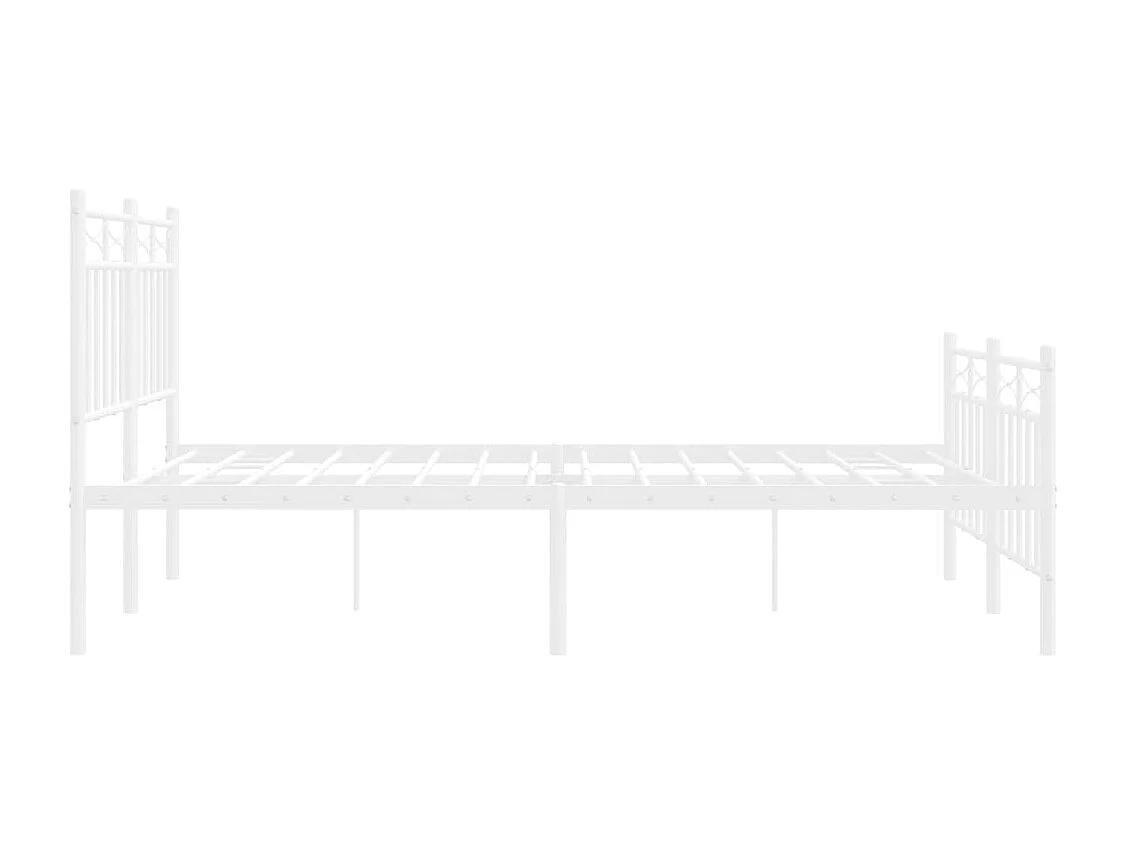 Lit simple | Lit adulte, enfant | Cadre de lit métal et pied de lit blanc 120x200 cm