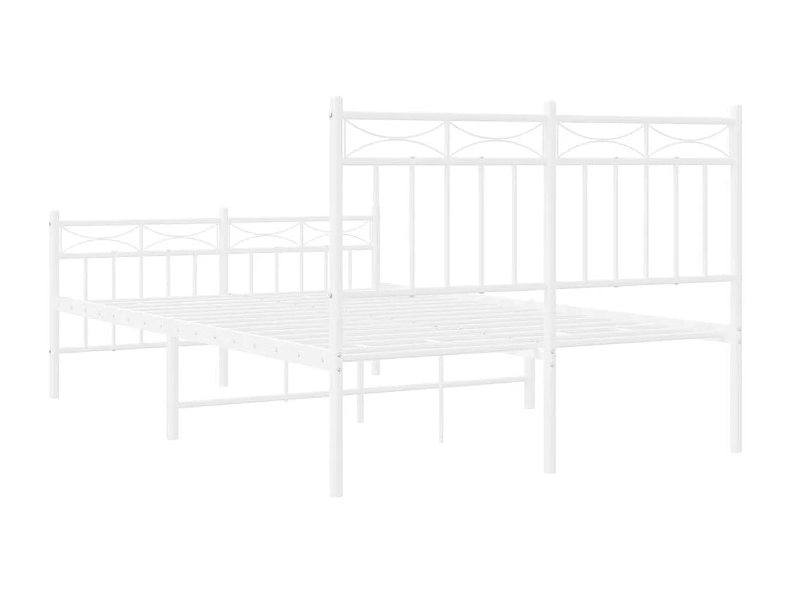 Lit simple | Lit adulte, enfant | Cadre de lit métal et pied de lit blanc 120x200 cm
