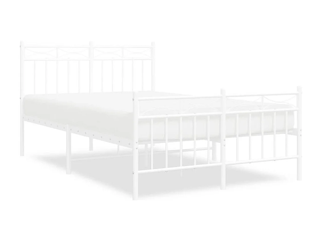 Lit simple | Lit adulte, enfant | Cadre de lit métal et pied de lit blanc 120x200 cm