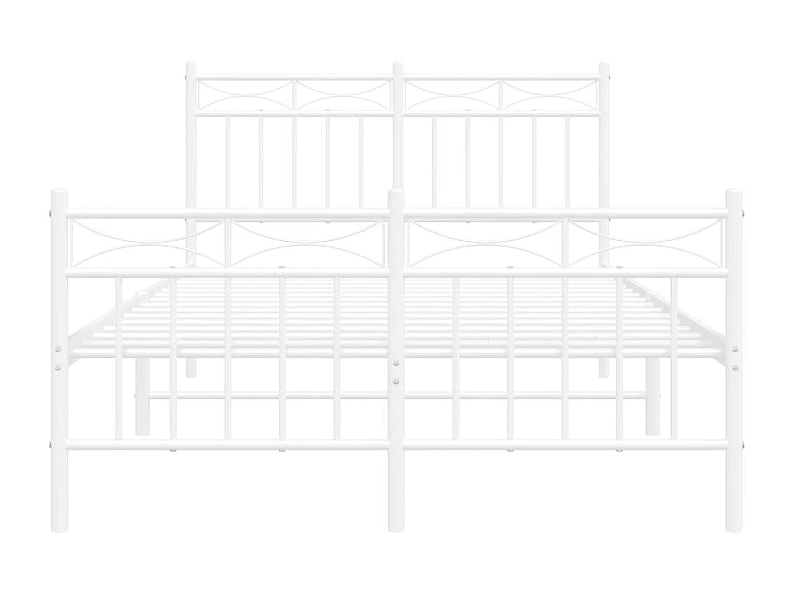 Lit simple | Lit adulte, enfant | Cadre de lit métal et pied de lit blanc 120x200 cm