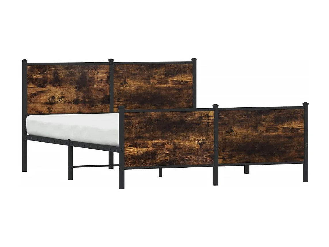 Lit double | Lit adulte | Cadre de lit en métal chêne fumé 137x190 cm