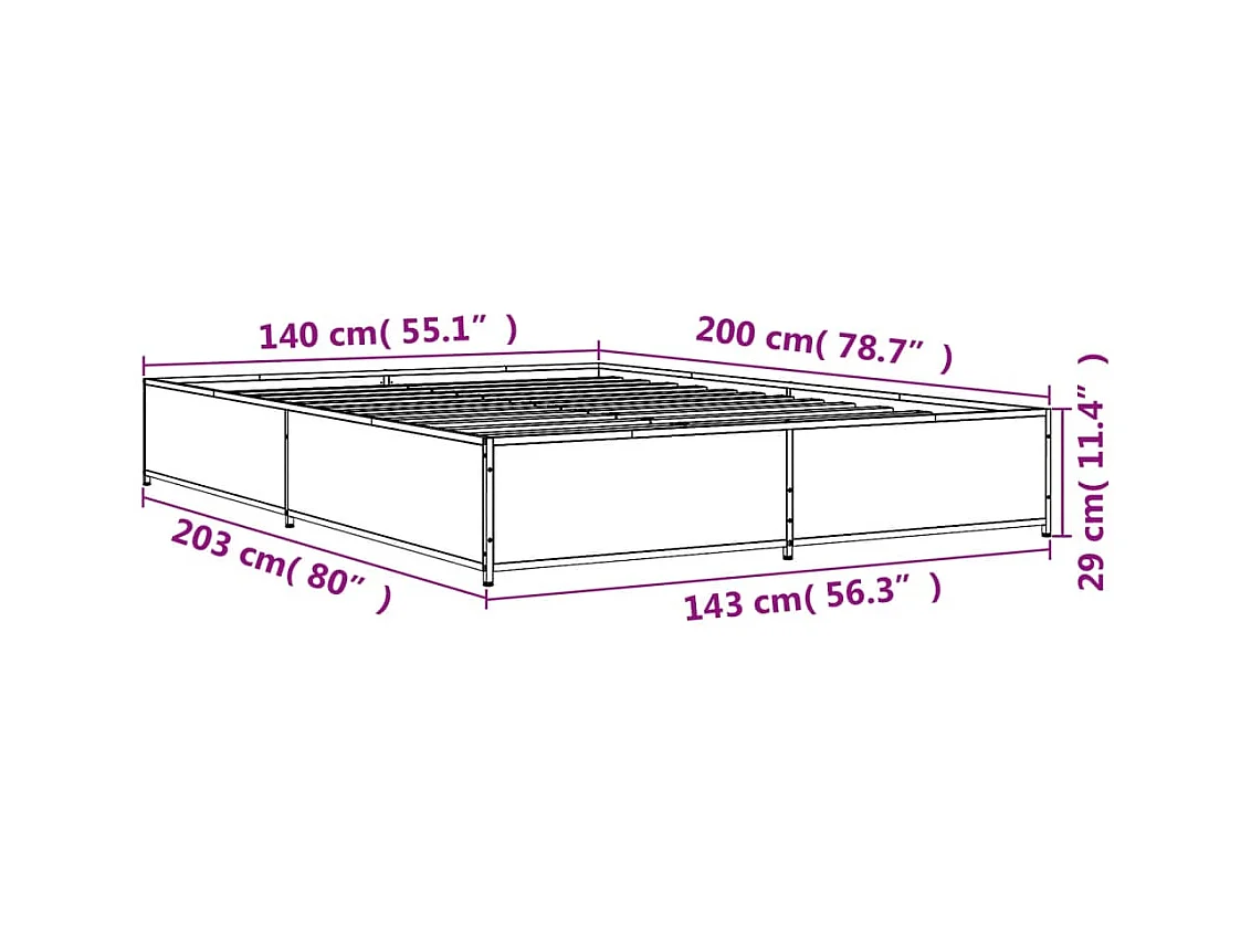 Lit double | Lit adulte | Cadre de lit chêne marron 140x200 cm