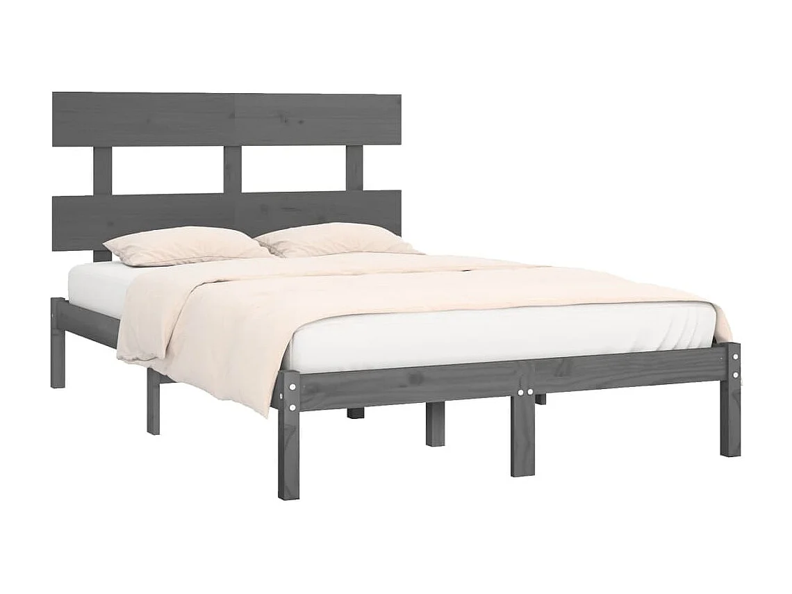 Lit double | Lit adulte | Cadre de lit gris 200x200 cm bois massif