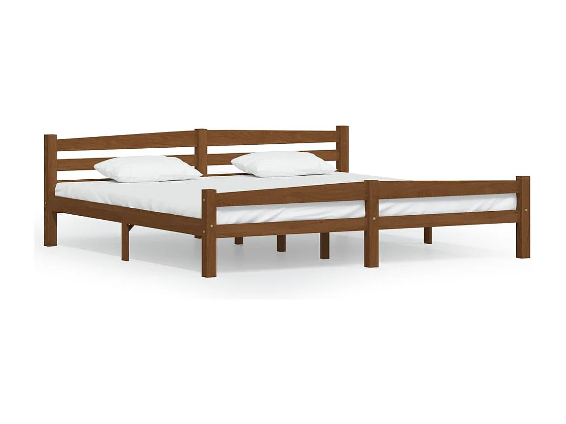 Lit double | Lit adulte | Cadre de lit marron miel bois pin massif 200x200cm