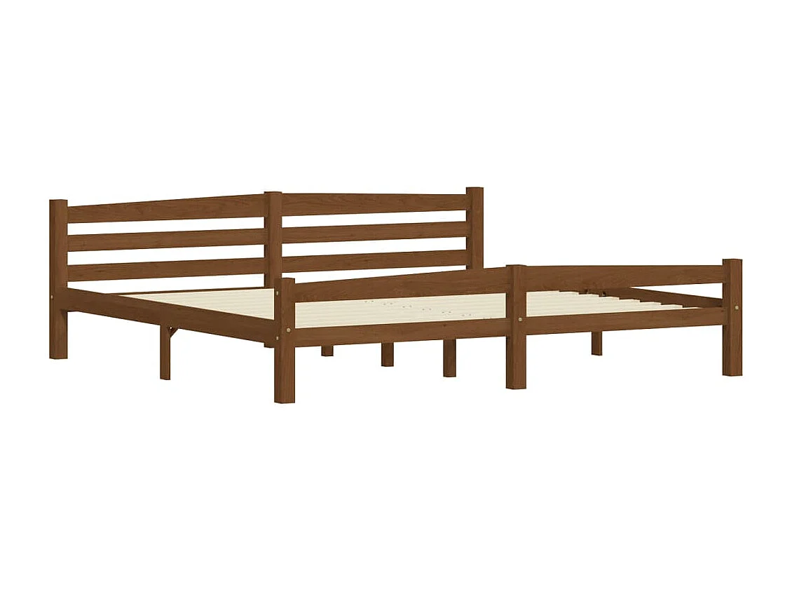 Lit double | Lit adulte | Cadre de lit marron miel bois pin massif 200x200cm