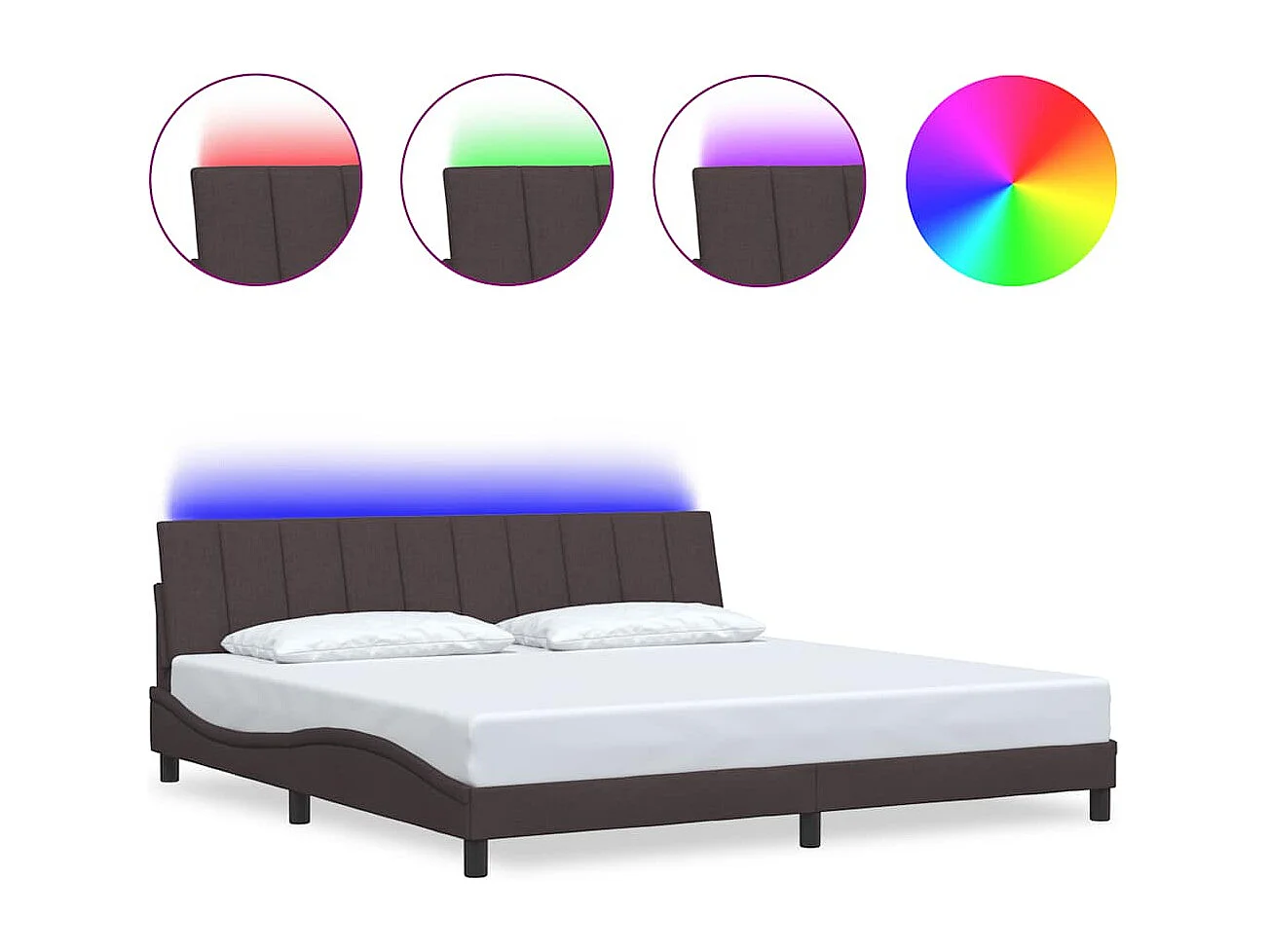 Lit double | Lit adulte | Cadre de lit marron foncé 200x200 cm tissu