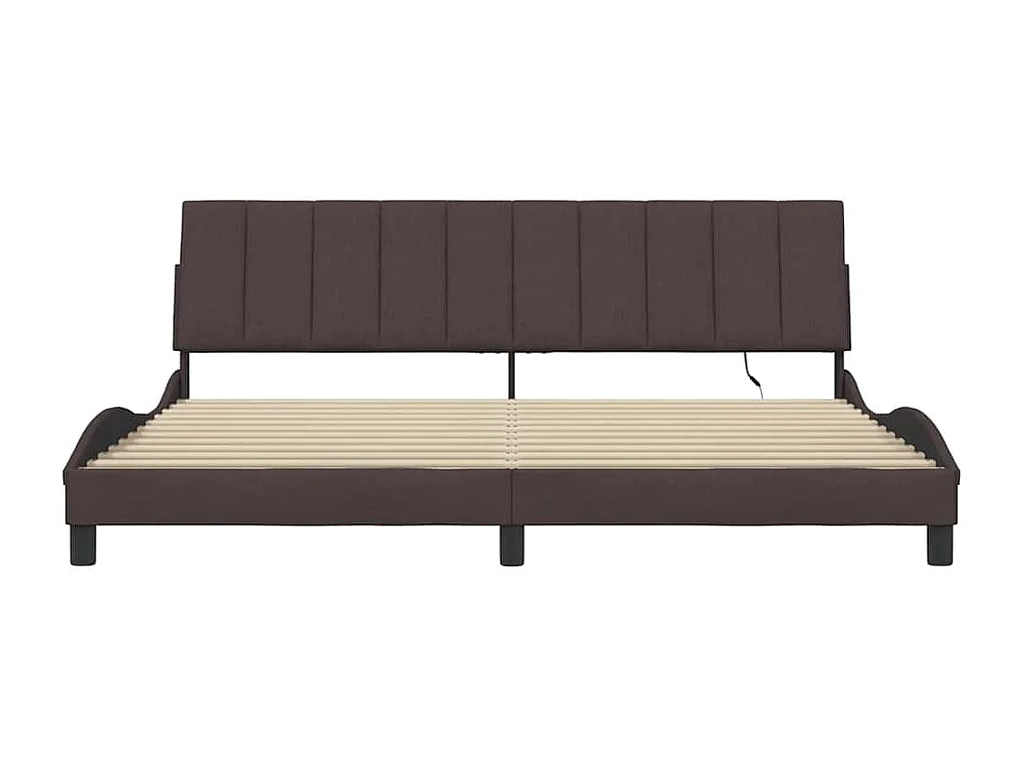 Lit double | Lit adulte | Cadre de lit marron foncé 200x200 cm tissu