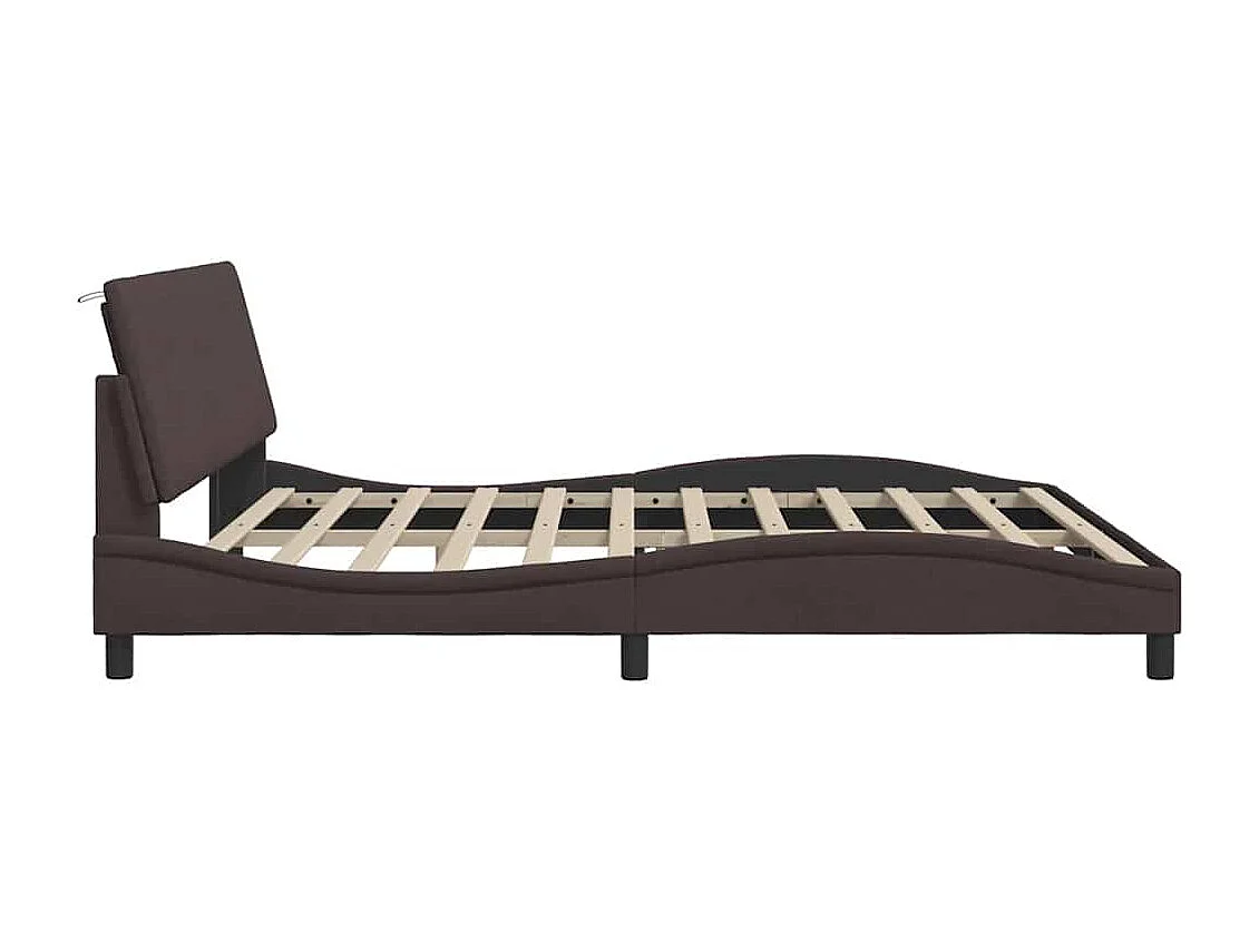 Lit double | Lit adulte | Cadre de lit marron foncé 200x200 cm tissu