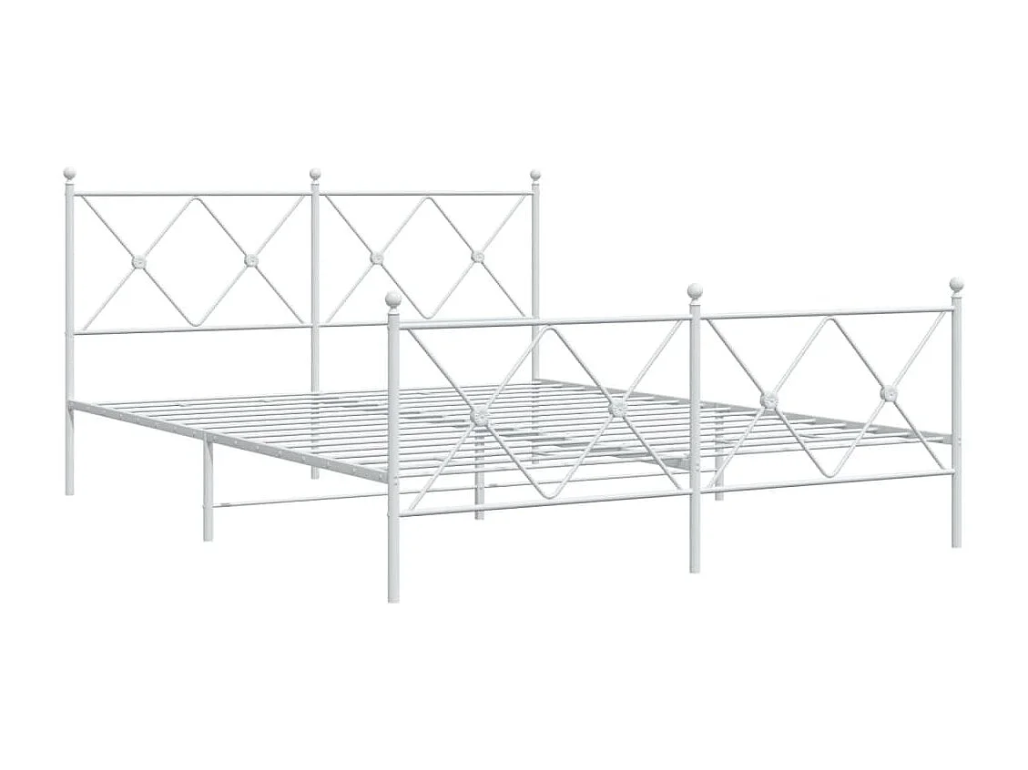 Lit double | Lit adulte | Cadre de lit métal et pied de lit blanc 150x200 cm