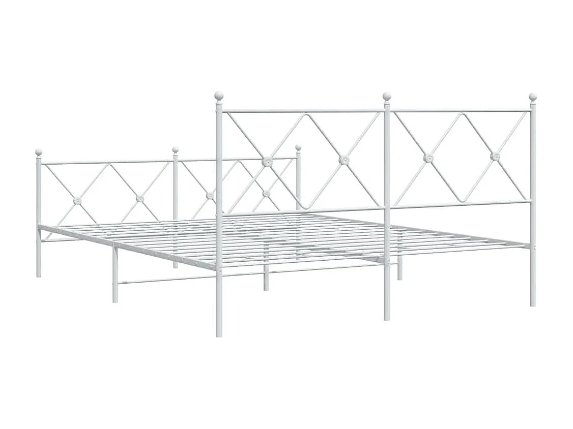 Lit double | Lit adulte | Cadre de lit métal et pied de lit blanc 150x200 cm