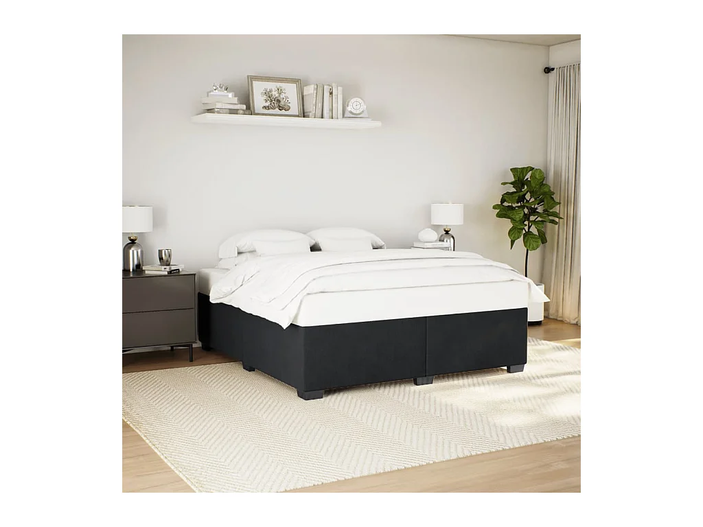 Lit double | Lit adulte | Cadre de lit noir 180x200 cm velours