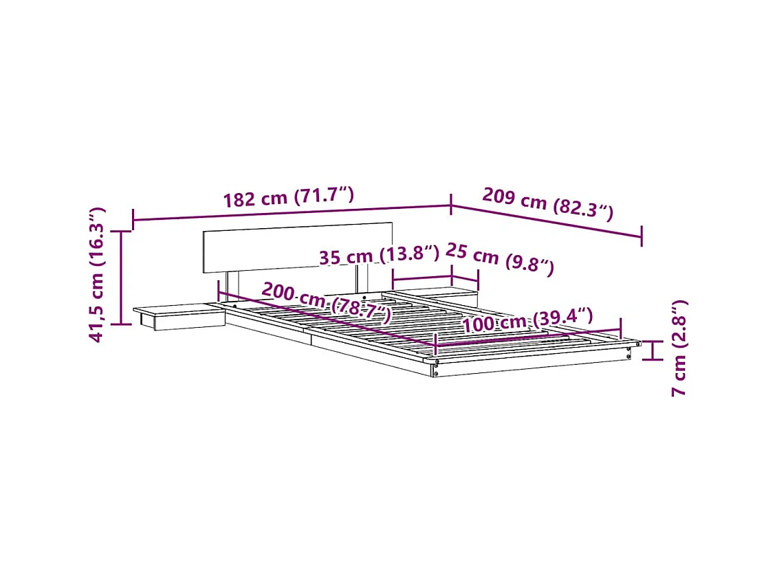 Lit simple | Lit adulte, enfant | Cadre de lit Marron 100x200 cm bois