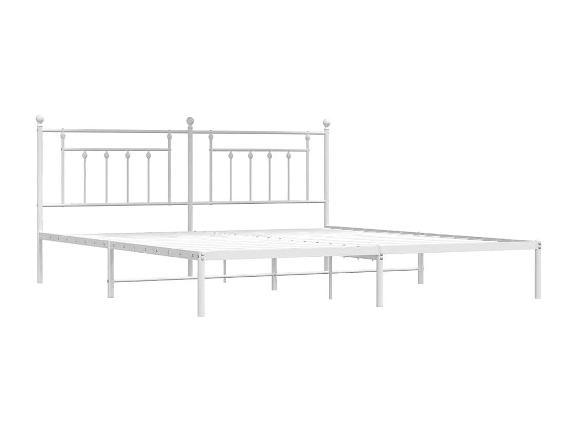 Lit double | Lit adulte | Cadre de lit métal et tête de lit blanc 200x200 cm