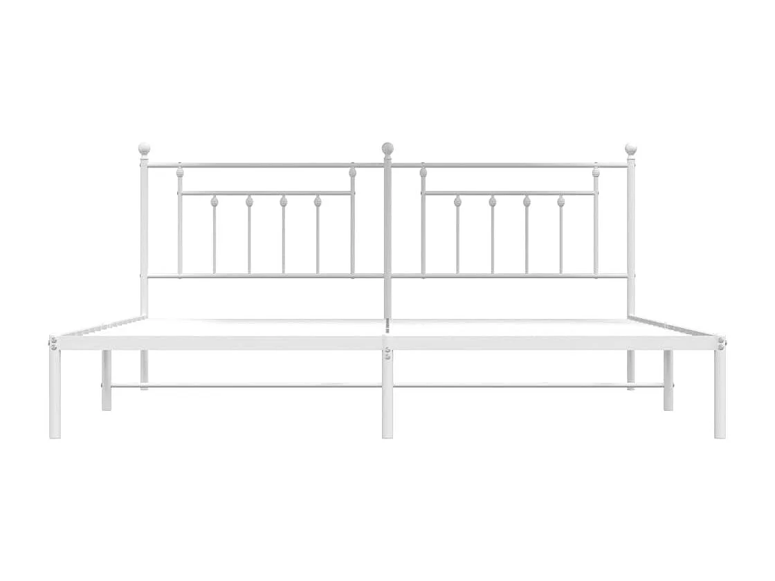 Lit double | Lit adulte | Cadre de lit métal et tête de lit blanc 200x200 cm