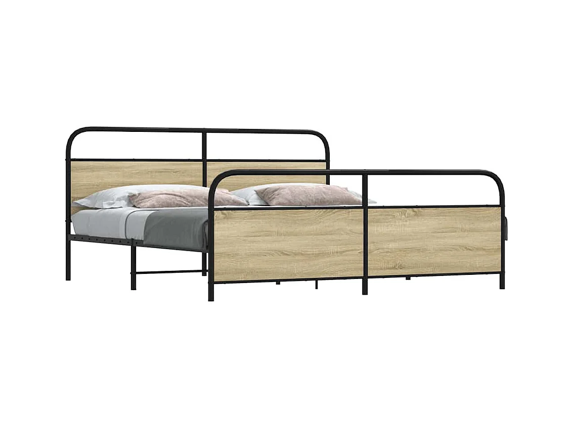 Letto per adulti | Letto matrimoniale | Giroletto senza Materaso in Metallo Rovere Sonoma 183x213 cm