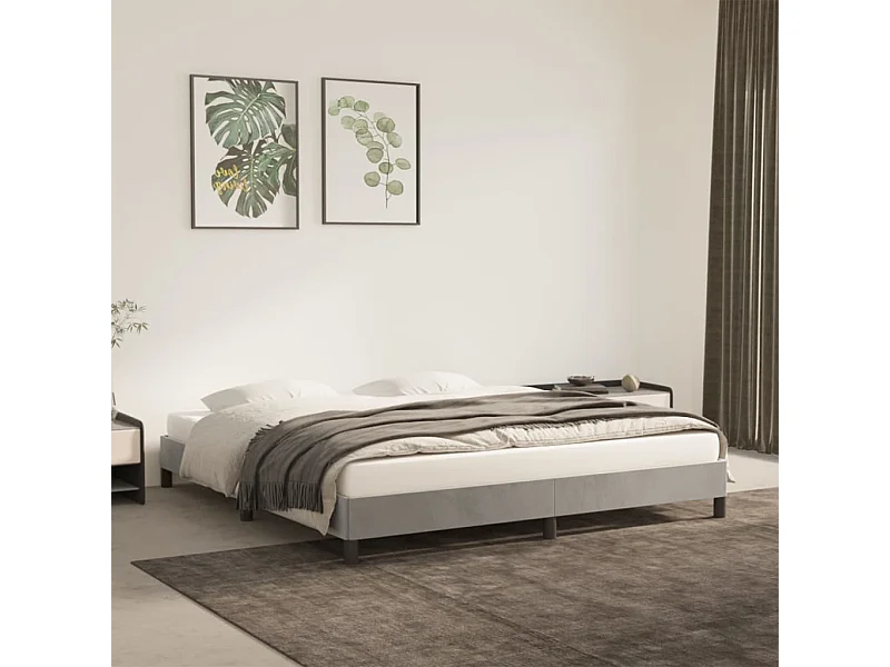 Lit double | Lit adulte | Cadre de lit gris clair 180x200 cm velours
