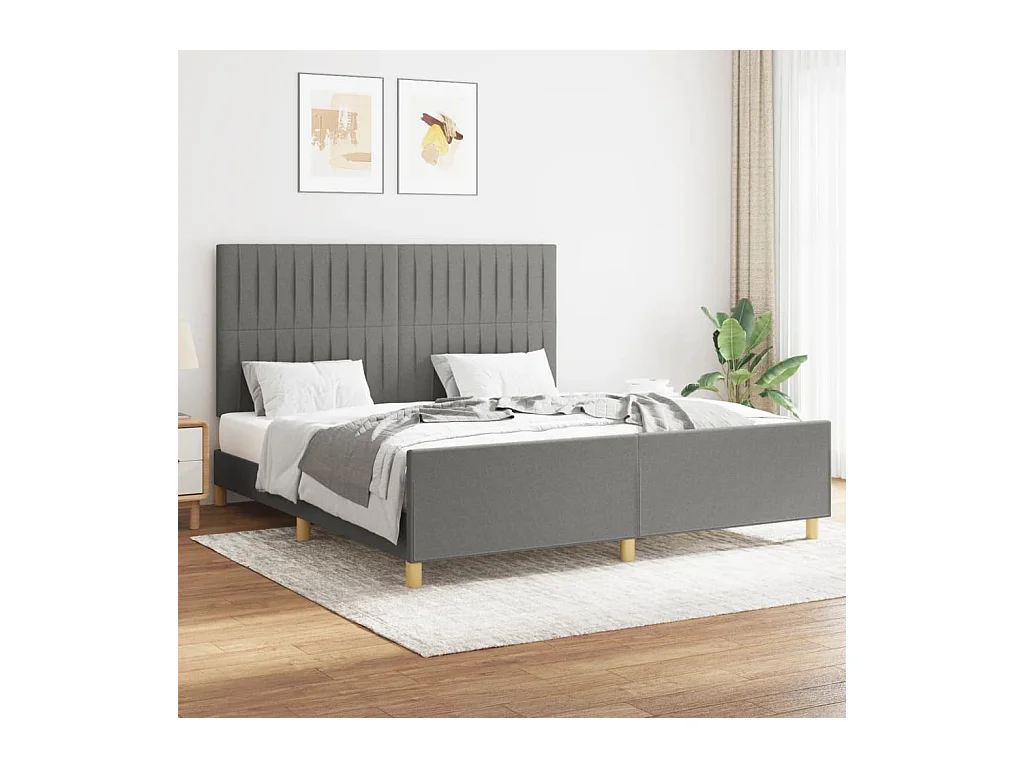 Lit double | Lit adulte | Cadre de lit gris foncé 160x200 cm tissu