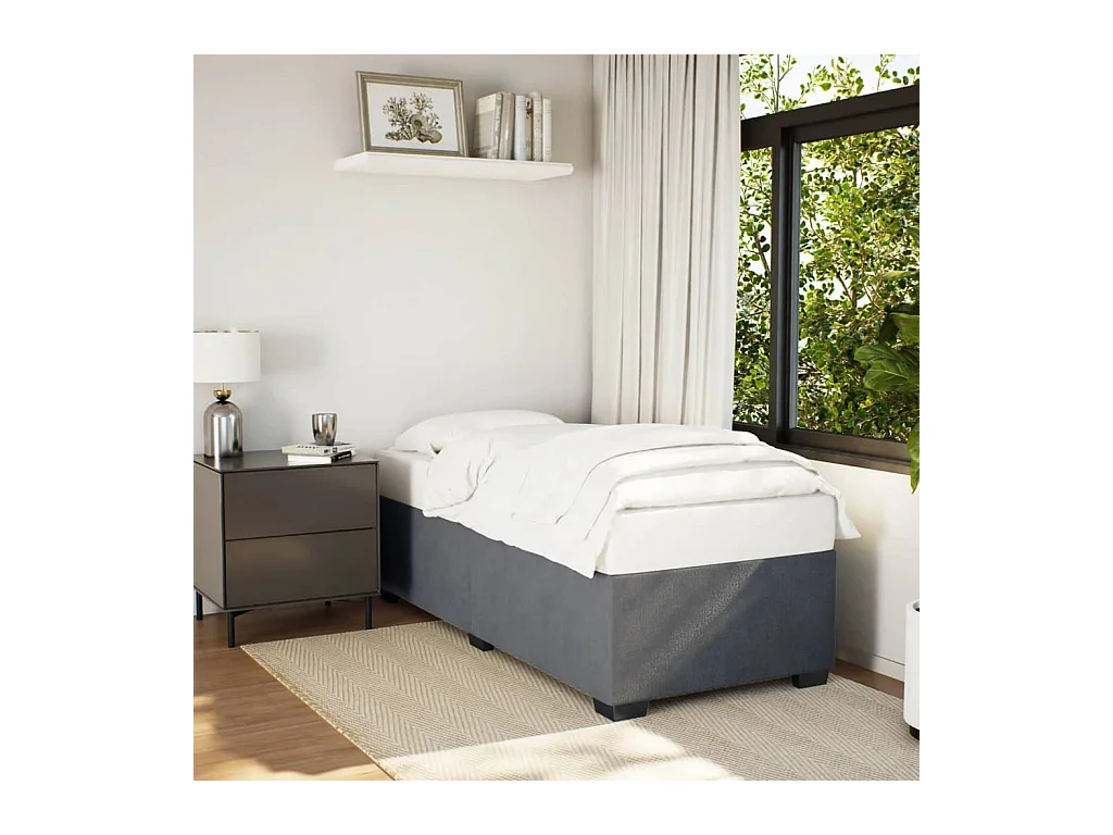 Lit simple | Lit adulte, enfant | Cadre de lit gris foncé 100x200 cm velours