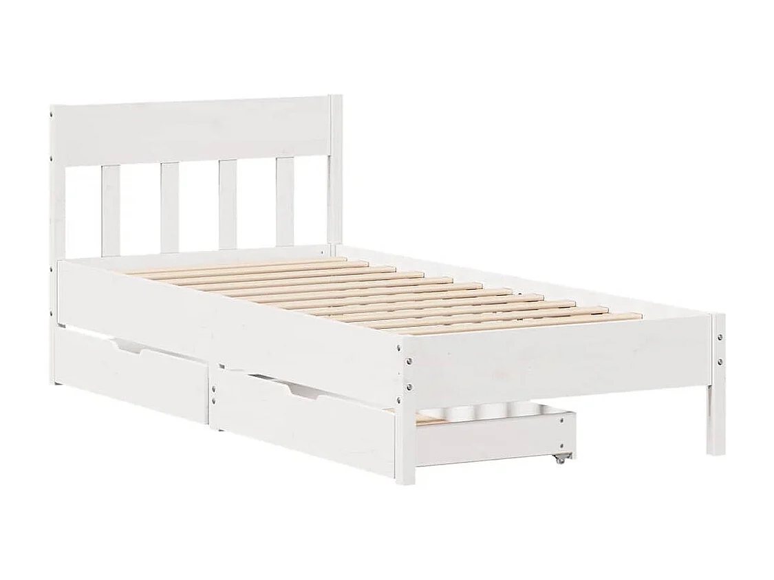 Lit simple | Lit adulte, enfant | Cadre de lit blanc 75x190 cm bois de pin massif