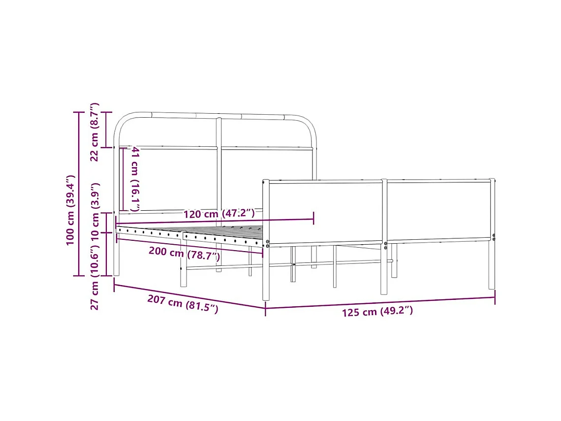 Lit simple | Lit adulte, enfant | Cadre de lit 120x200 cm chêne sonoma
