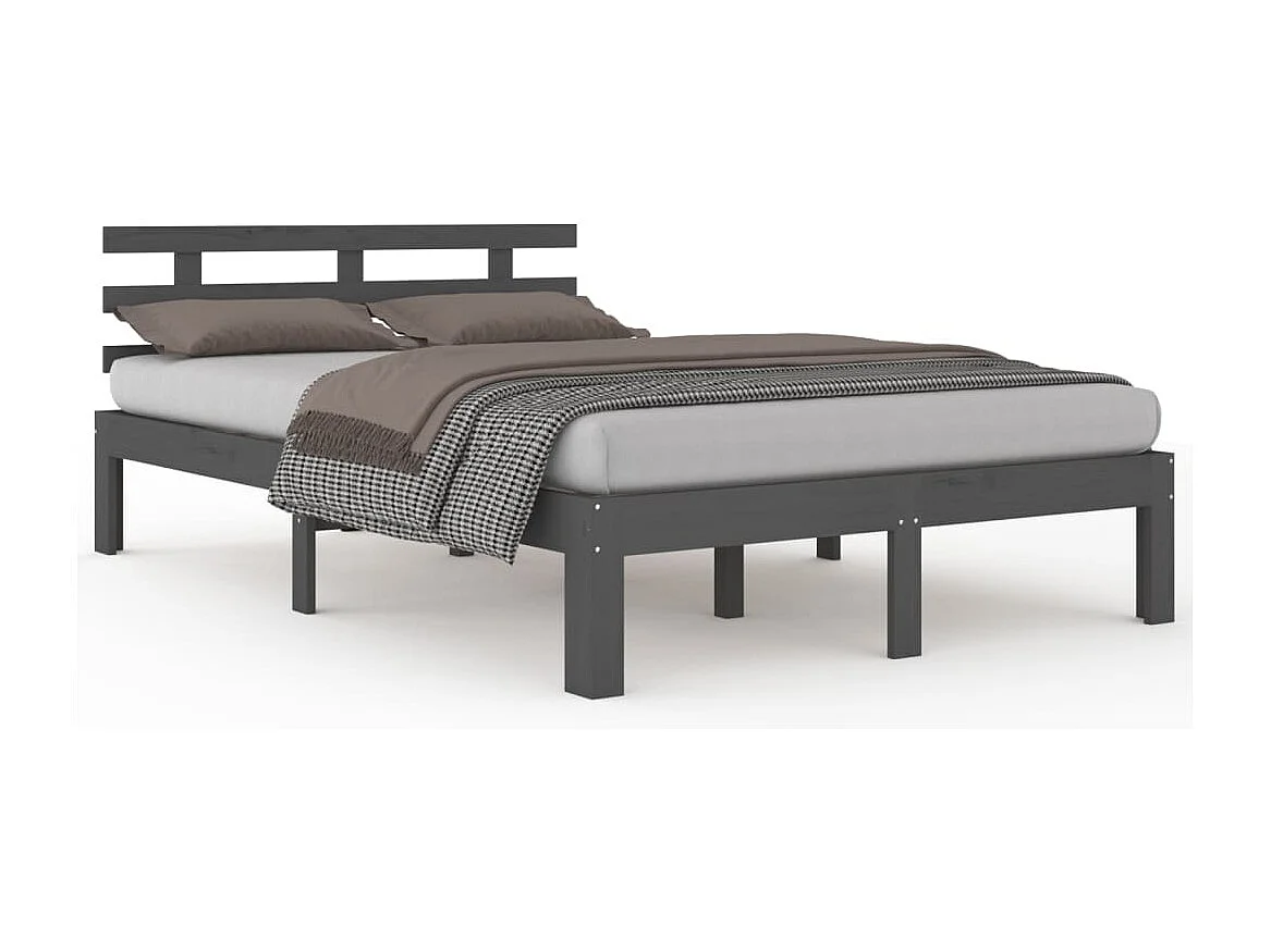Lit double | Lit adulte | Cadre de lit bois massif gris 200x200 cm