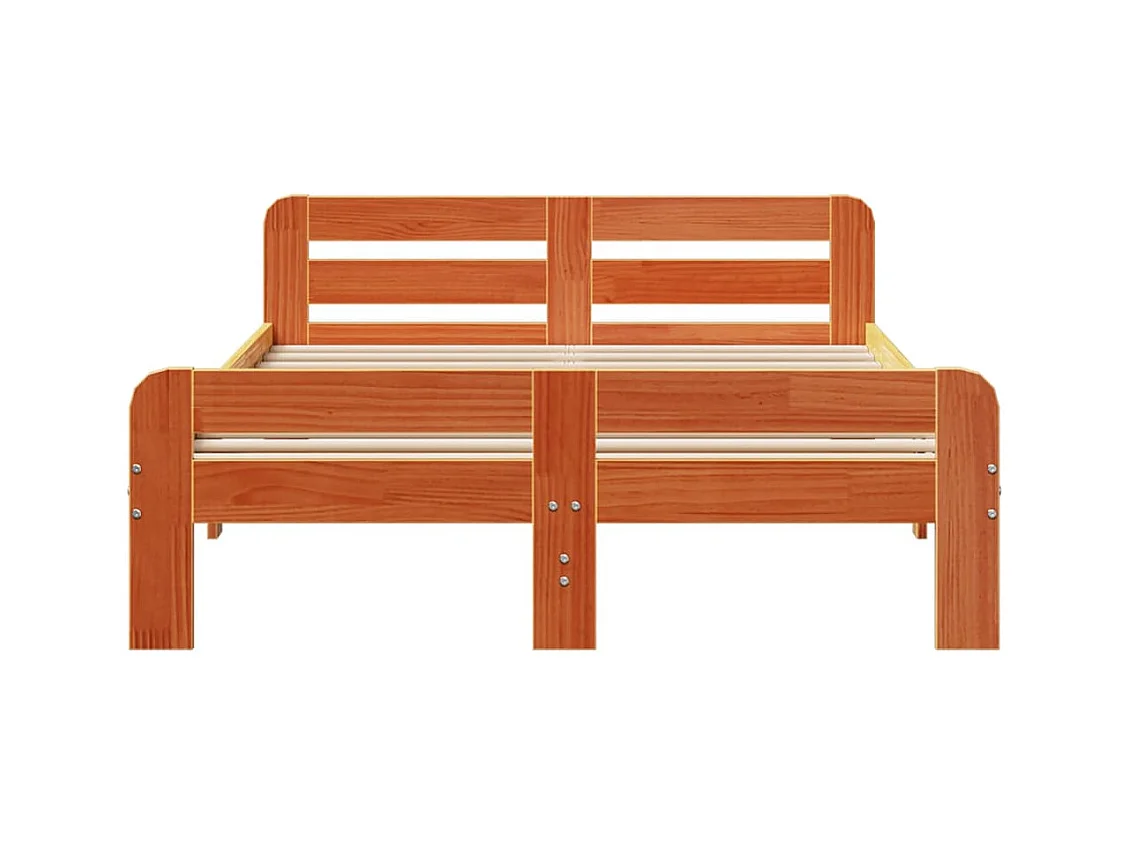 Lit double | Lit adulte | Cadre de lit cire marron 135x190cm bois pin massif
