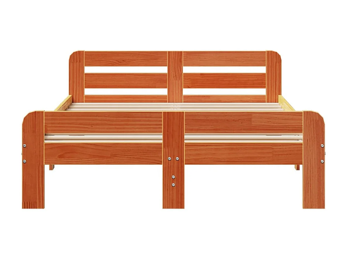 Lit double | Lit adulte | Cadre de lit cire marron 135x190cm bois pin massif
