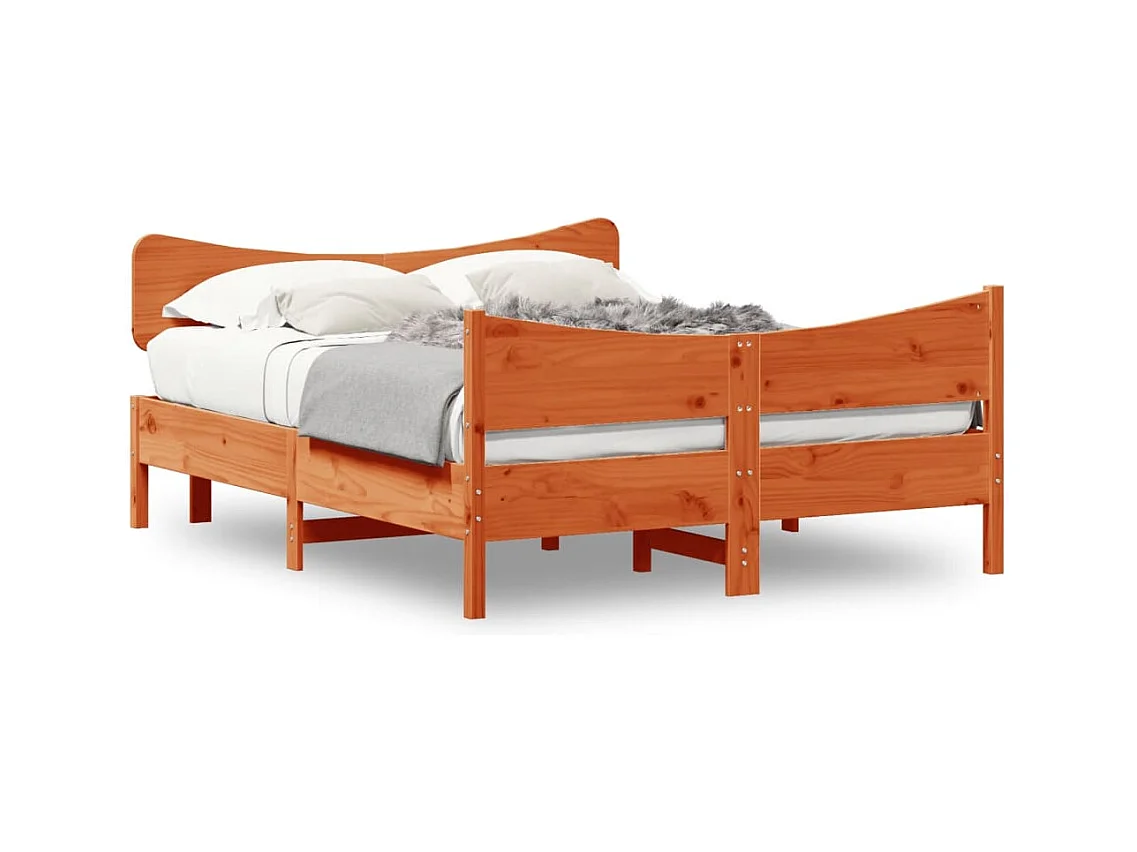Lit double | Lit adulte | Cadre de lit cire marron 150x200cm bois pin massif