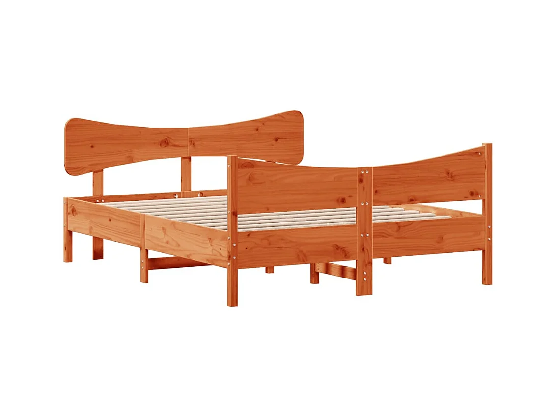 Lit double | Lit adulte | Cadre de lit cire marron 150x200cm bois pin massif