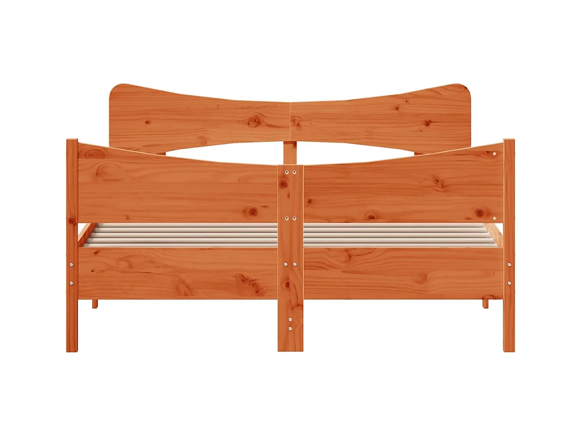 Lit double | Lit adulte | Cadre de lit cire marron 150x200cm bois pin massif