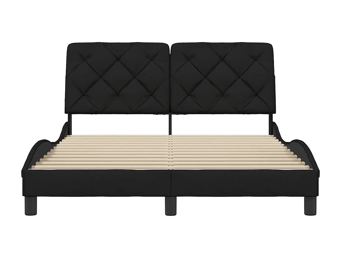 Lit double | Lit adulte | Cadre de lit noir 140x200 cm tissu