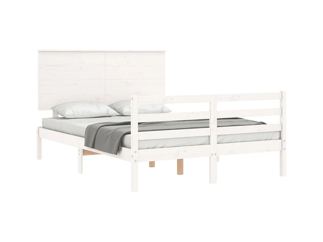 Lit simple | Lit adulte, enfant | Cadre de lit blanc 120x200 cm bois massif